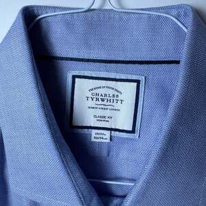 Charles Tyrwhitt Men's Classic Fit Pinstripe Shirt, Non Iron, Size 19/37